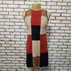 SPENSE Multi Color Suede Feel Patchwork Dress, 10